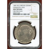 【SOLD】イギリス 1845年 クラウン銀貨 ヴィクトリア ヤングヘッド NGC UNCD