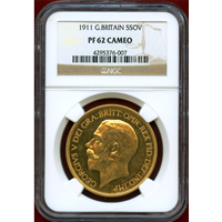 イギリス 1911年 5ポンド 金貨 ジョージ5世 NGC PF62 CAMEO