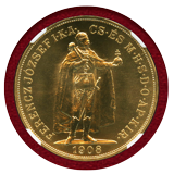 【SOLD】ハンガリー 1908KB 100コロナ金貨 フランツヨーゼフ1世 リストライク MS67