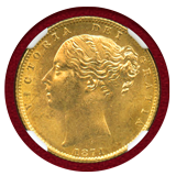 イギリス 1871年 ソブリン 金貨 ヴィクトリア ヤングヘッド シールド MS63