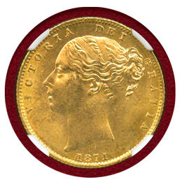 イギリス 1871年 ソブリン 金貨 ヴィクトリア ヤングヘッド シールド MS63