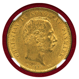 デンマーク 1873年 20クローネ 金貨 クリスチャン9世 NGC MS60