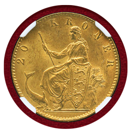 デンマーク 1873年 20クローネ 金貨 クリスチャン9世 NGC MS60