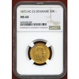 デンマーク 1873年 20クローネ 金貨 クリスチャン9世 NGC MS60