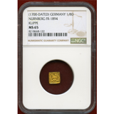 ドイツ 1700N 1/8 ラムダカット 金貨 神の子羊 クリッペ NGC MS65