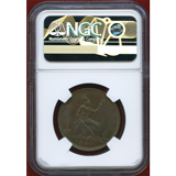 イギリス 1860年 ペニー銅貨 ヴィクトリア バンヘッド ギザ縁 Wyon刻印有 MS65RB