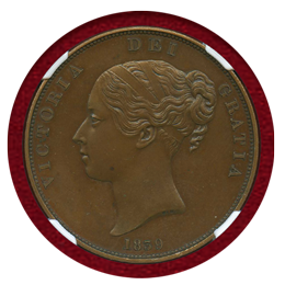 イギリス 1839年 ペニー銅貨 プルーフ ヴィクトリア女王 W.W. NGC PF64BN