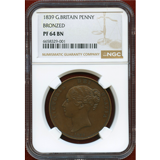 イギリス 1839年 ペニー銅貨 プルーフ ヴィクトリア女王 W.W. NGC PF64BN