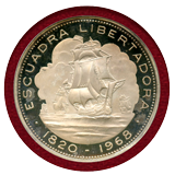 チリ 1968 10ペソ銀貨 Liberation Fleet Arrival NGC PF65UC