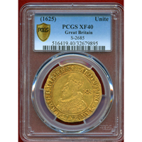 イギリス 1625年 ユナイト 金貨 チャールズ1世 PCGS XF40