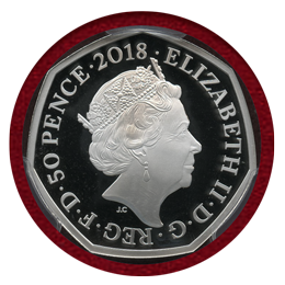 イギリス 2018年 50ペンス銀貨 ピーター・ラビット PCGS PR68DCAM