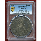 神聖ローマ帝国 オーストリア 1701年 ターラー銀貨 レオポルト1世 PCGS MS62