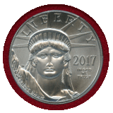 アメリカ 2017年 $100 プラチナ貨 自由の女神 MS70 FDI Clevelandサイン
