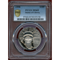アメリカ 1998年 $100 プラチナ貨 自由の女神 PCGS MS69
