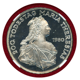 オーストリア 1980年 500シリング銀貨 マリア・テレジア 没後200年 NGC PF69UC