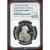オーストリア 1980年 500シリング銀貨 マリア・テレジア 没後200年 NGC PF69UC