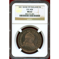 イギリス 1811年 3シリング 銀貨 ジョージ3世 NGC MS62