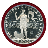 マルタ騎士団 1968年 3Scudi 銀貨 PCGS PR65DCAM