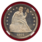 アメリカ 1866年 $1 銀貨 シーテッドリバティ NGC PF64CAMEO