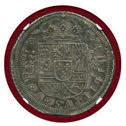 スペイン 1710MJ 8レアル 銀貨 フェリペ5世 NGC AU55