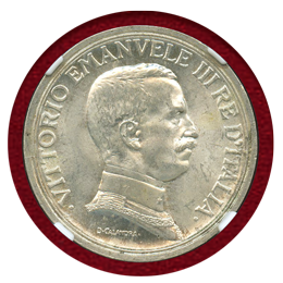 【SOLD】イタリア 1914R 2リレ 銀貨 エマヌエレ3世 クァドリガ NGC MS63