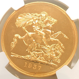 【SOLD】イギリス 1937年 5ポンド プルーフ 金貨 ジョージ6世 NGC PF63