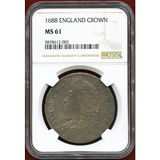 イギリス 1688年 クラウン 銀貨 ジェームズ2世 NGC MS61