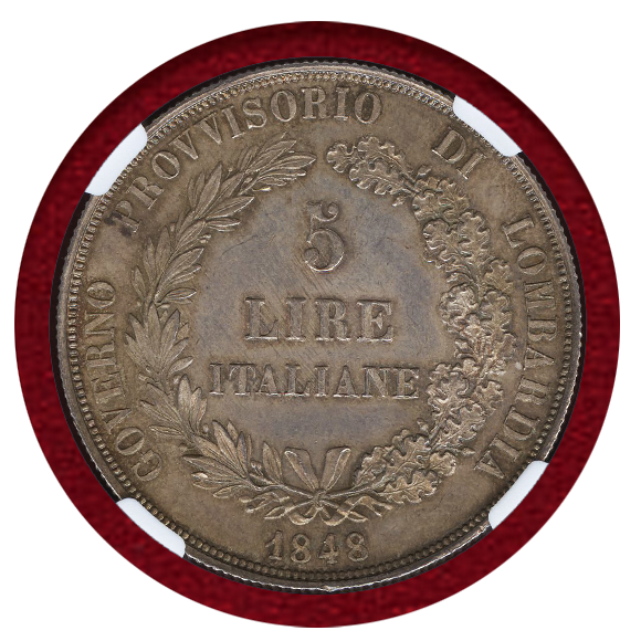 1848年イタリア　ミラノ　ロンバルディア革命臨時政府 5リラ銀貨 JCC | ジャパンコインキャビネット / イタリア ロンバルディア