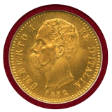 イタリア 1882年 20リレ 金貨 ウンベルト1世 NGC MS66