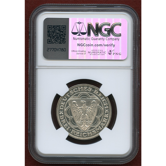 JCC | ジャパンコインキャビネット / ワイマール共和国 1927A 3マルク 銀貨 ブレーマーハーフェン NGC PF66CAMEO