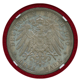 ドイツ ハンブルク 1910J 3マルク 銀貨 都市紋章 NGC PF65