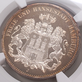 ドイツ ハンブルク 1910J 3マルク 銀貨 都市紋章 NGC PF65