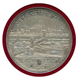 ドイツ レーゲンスブルク 1754 ICB ターラー銀貨 都市景観 NGC AU55