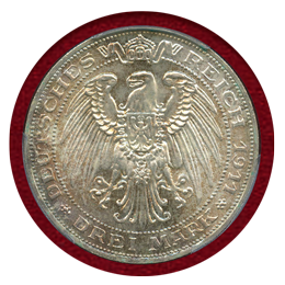 ドイツ プロイセン 1911A 3マルク 銀貨 ヴロツワフ大学創立100周年 PCGS MS64