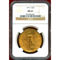 【SOLD】アメリカ 1913年 20ドル 金貨 セントゴーデンス NGC MS63