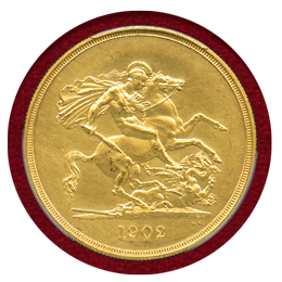 イギリス 1902年 5ポンド 金貨 エドワード7世 PCGS PR62MATTE