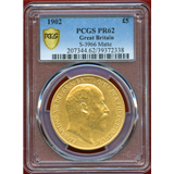 イギリス 1902年 5ポンド 金貨 エドワード7世 PCGS PR62MATTE