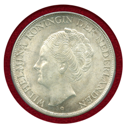 オランダ王国 キュラソー島 1944年 2.5グルデン銀貨 ウィルヘルミナ女王 MS64