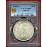 オランダ王国 キュラソー島 1944年 2.5グルデン銀貨 ウィルヘルミナ女王 MS64