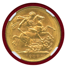 オーストラリア 1907M ソブリン 金貨 エドワード7世 NGC MS63