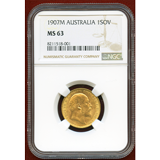 オーストラリア 1907M ソブリン 金貨 エドワード7世 NGC MS63