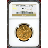 グアテマラ 1926年 10ケツァル 金貨 ケツァール NGC MS61