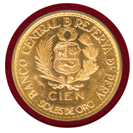 ペルー 1965年 100ソル 金貨 リマ造幣局400周年記念 PCGS MS66