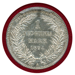 独領ニューギニア 1894A 1マルク 銀貨 極楽鳥 PCGS MS62