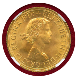 イギリス 1958年 ソブリン 金貨 エリザベス2世 NGC MS65+