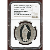 スイス 現代射撃祭 1999年 50フラン 銀貨 シオン NGC PF68UC