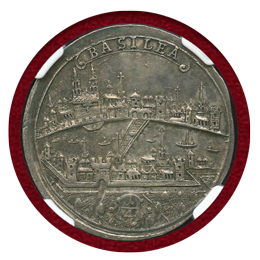 スイス バーゼル 1739年  1/4ターラー銀貨 都市景観 NGC AU58