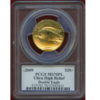 アメリカ 2009年 $20 金貨 ウルトラハイレリーフ PCGS MS70PL Moyサイン