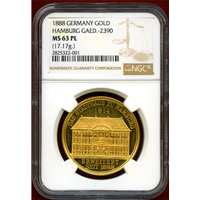 【SOLD】ハンブルク 1888年 1/2ポルトガレッサー 金メダル 市庁舎拡張記念 MS63PL