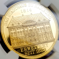 【SOLD】ハンブルク 1888年 1/2ポルトガレッサー 金メダル 市庁舎拡張記念 MS63PL